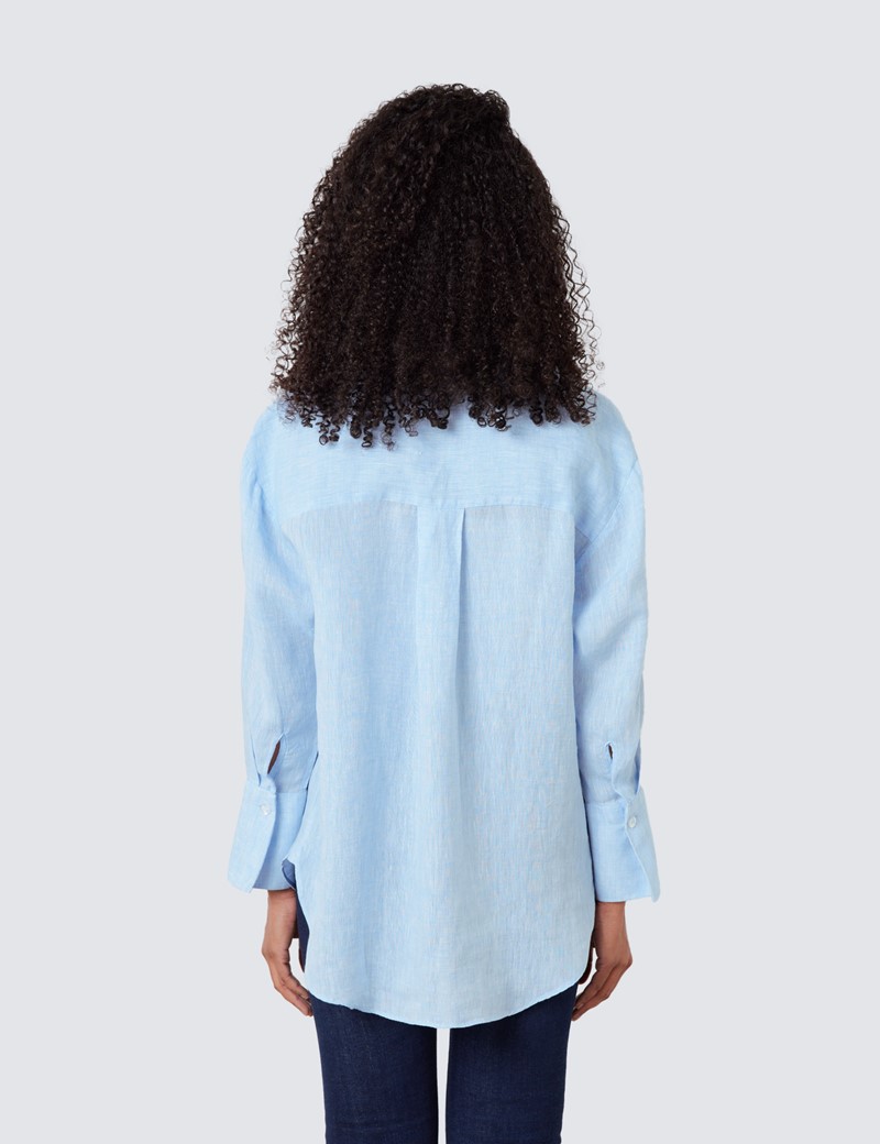 Oversized Leinenbluse – Relaxed Fit – Hellblau | Hawes & Curtis