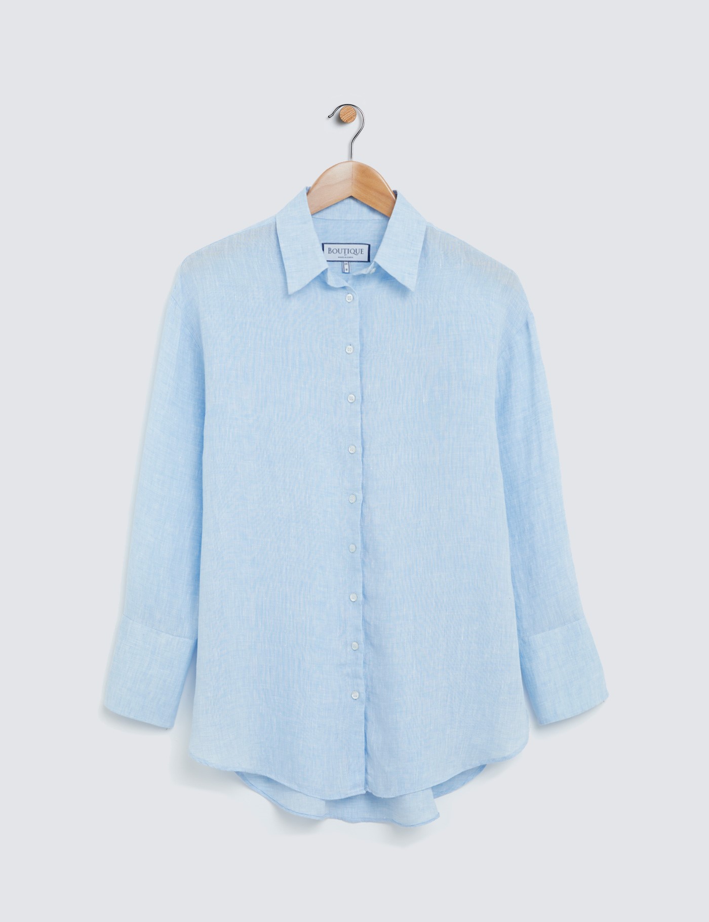 womens light blue linen shirt