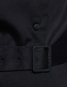 Boutique Bluse – Regular Fit – Baumwollstretch – Taillengürtel – schwarz