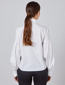 Women’s Boutique White Shirt - Single Cuff - Pussy Bow