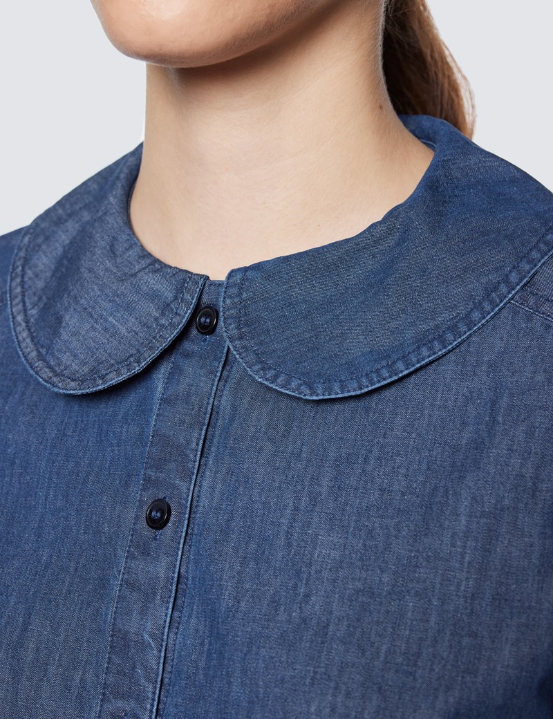 Women’s Denim Boutique Shirt With Bib Collar