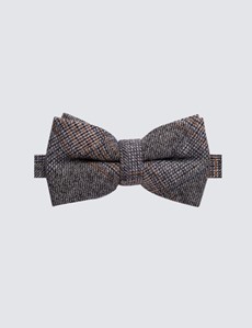 Men's Grey & Orange Check Tweed Bow Tie 