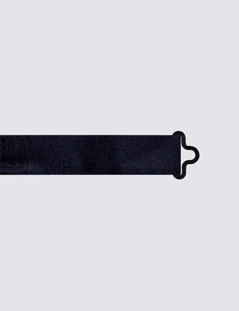 Men's Navy Jacquard Paisley Bow Tie -100% Silk 