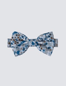 Men's Blue Floral Ready Tied Bow Tie - 100% Cotton