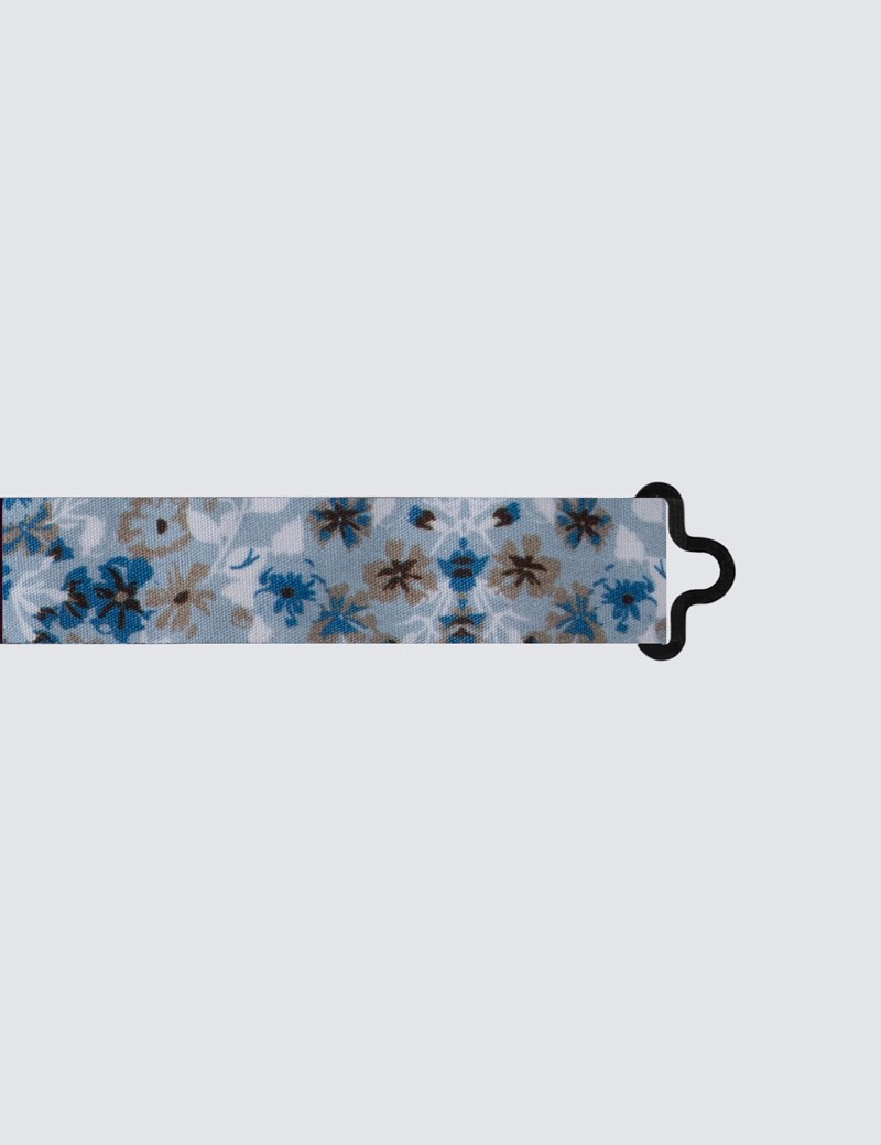 Men's Blue Floral Ready Tied Bow Tie - 100% Cotton