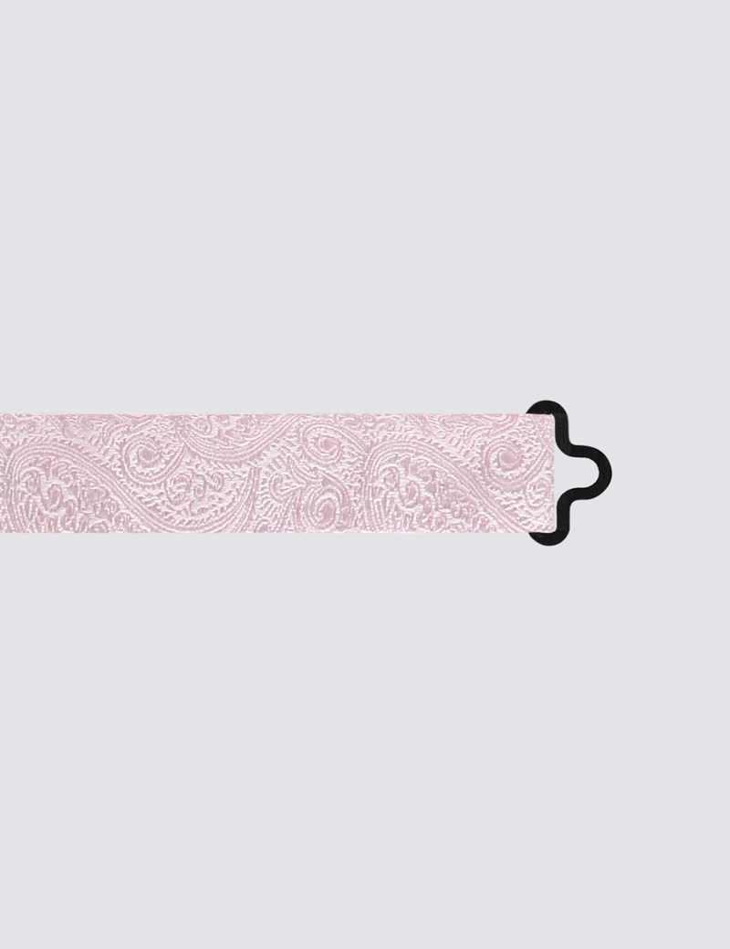 Men's Light Pink Paisley Ready Tied Bow Tie - 100% Silk