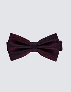 Men's Burgundy Jacquard Paisley Ready Tied Bow Tie - 100% Silk