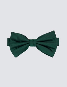 Men's Green Plain Silk Bow Tie - 100% Silk