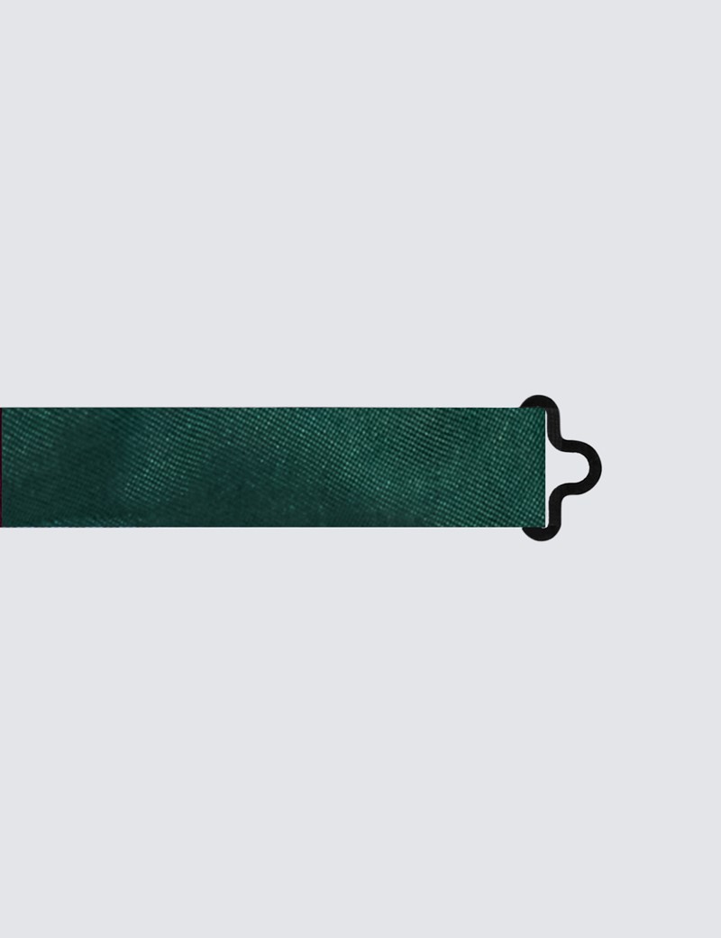 Men's Green Plain Silk Bow Tie - 100% Silk