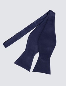 Men's Navy Plain Silk Bow Tie - 100% Silk