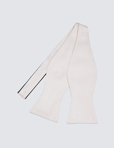 Men's Cream Plain Silk Bow Tie - 100% Silk