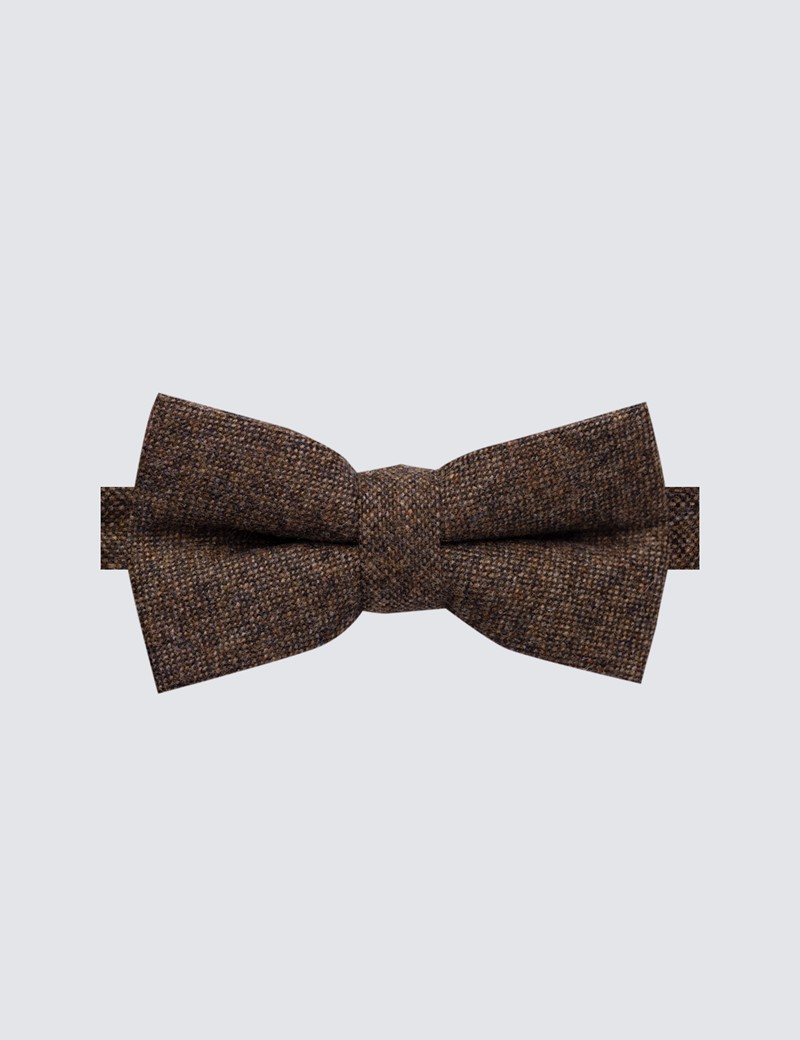 Men's Brown Plain Tweed Bow Tie