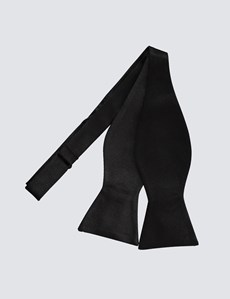 Men's Black Self Tie Bow Tie - 100% Silk