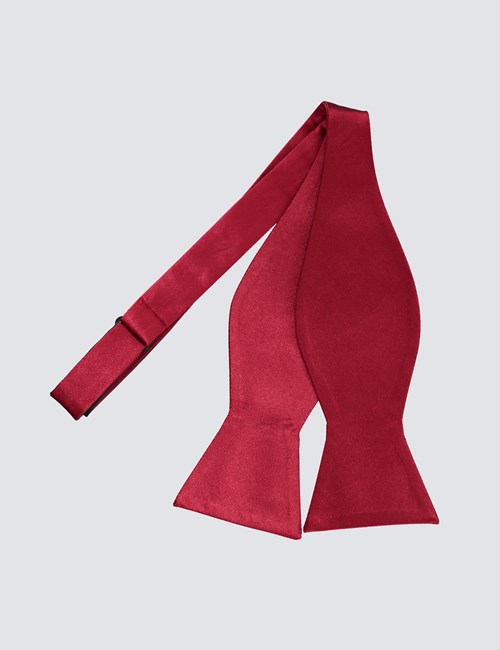 Men's Burgundy Self Tie Bow Tie -  100% Silk