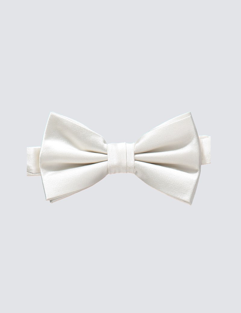 white silk bow tie