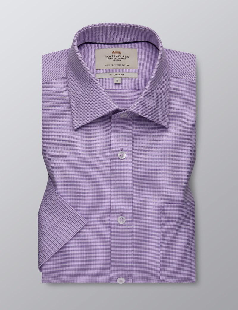 Men's Formal Lilac Fabric Interest Tailored Fit Shirt - Short Sleeve ...