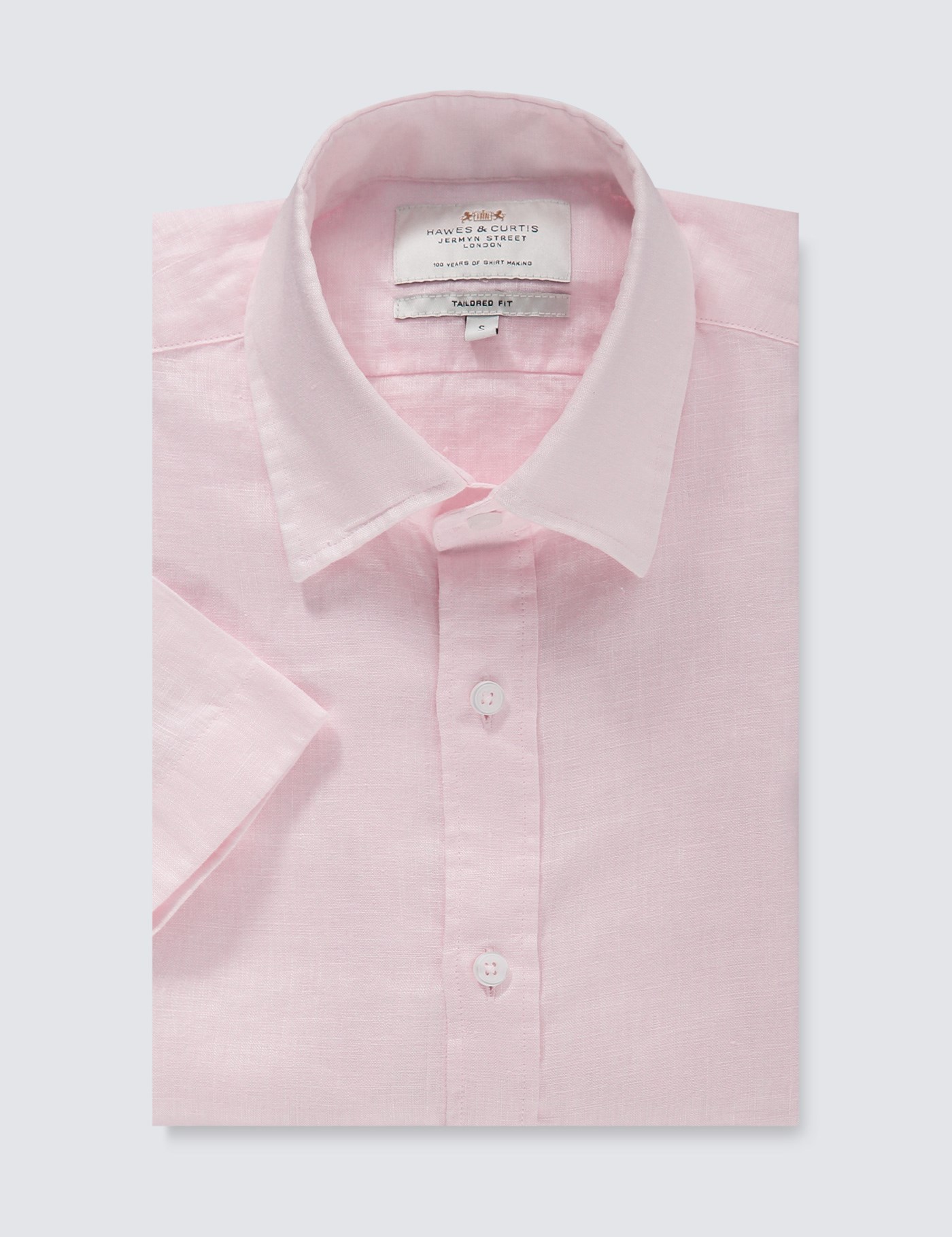 Men’s Pink Tailored Fit Short Sleeve Linen Shirt Hawes & Curtis