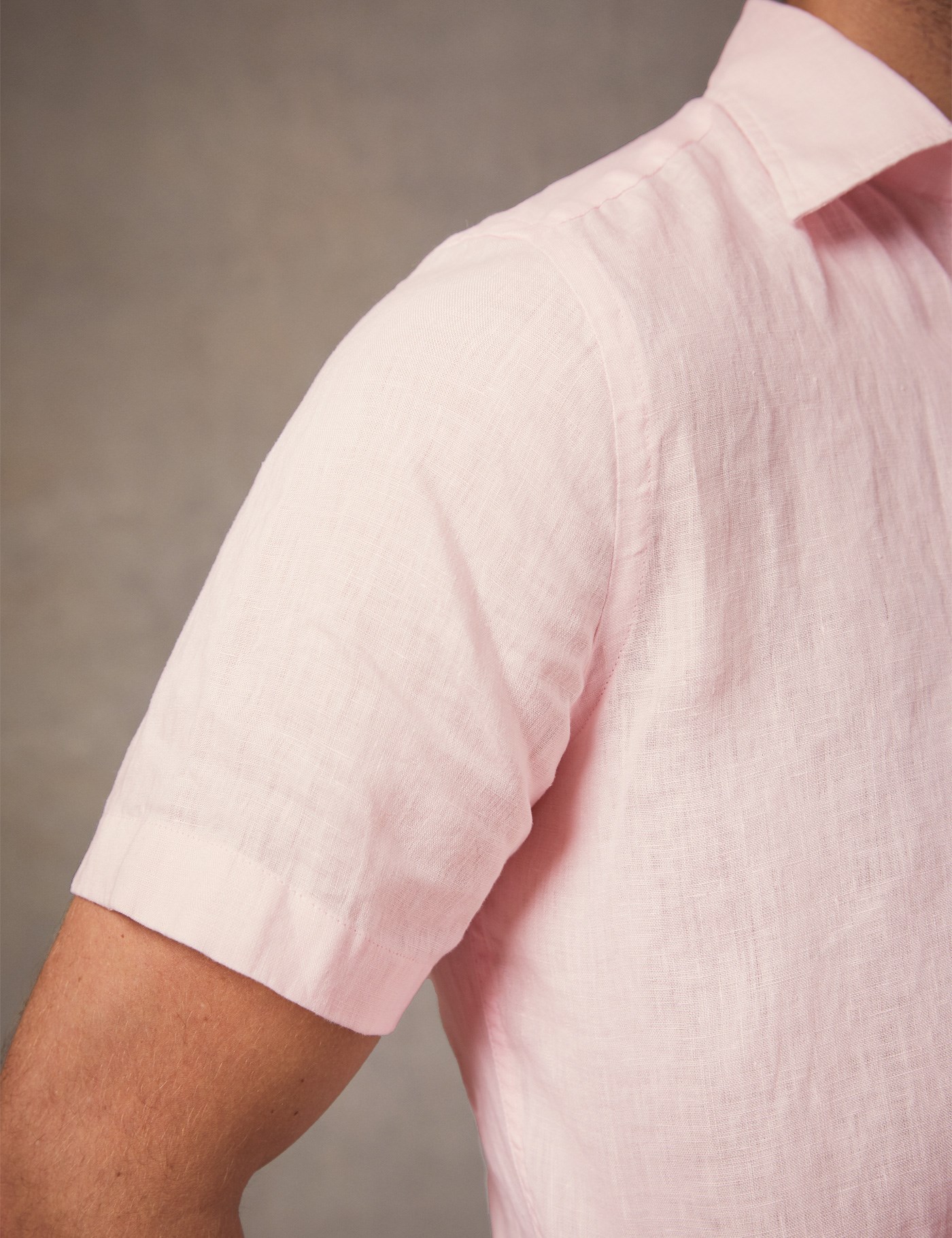 Men’s Pink Tailored Fit Short Sleeve Linen Shirt Hawes & Curtis