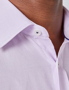 Men’s White & Pink Fabric Interest Short Sleeve Shirt