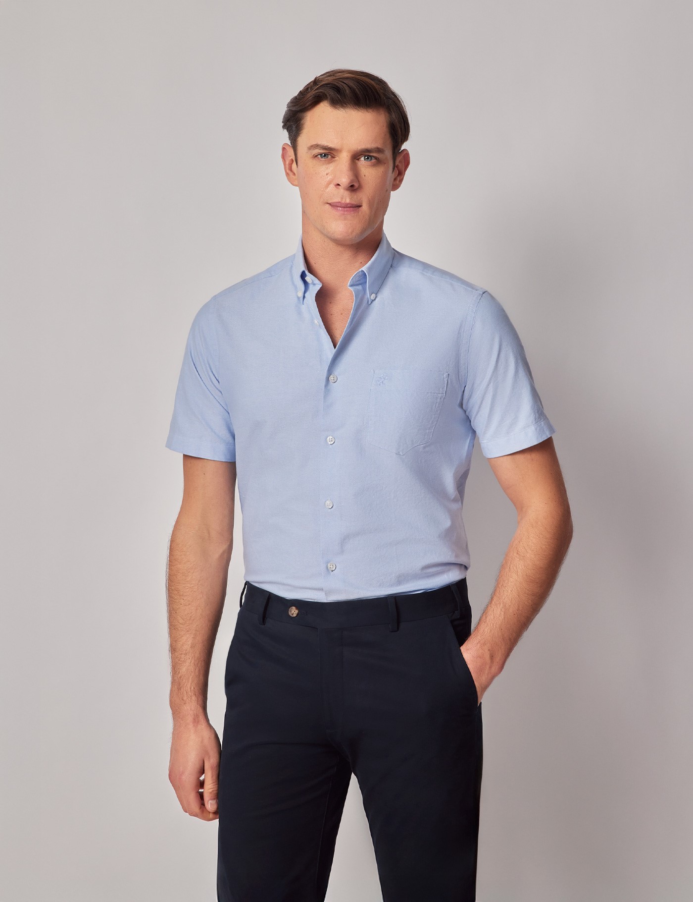 & Regular Fit Washed Oxford Shirt Short Sleeve