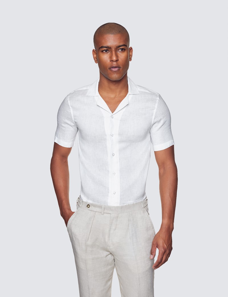 Men's White Linen Relaxed Slim Fit 