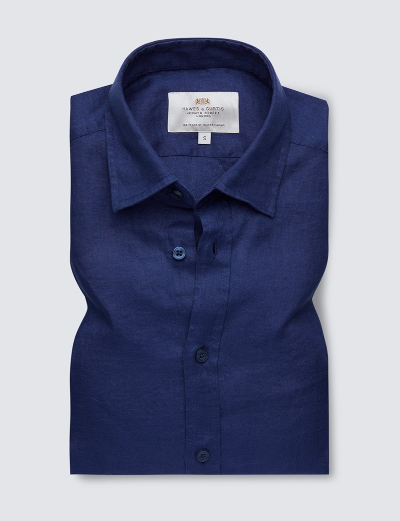 Men's Navy Linen Relaxed Slim Fit Short 