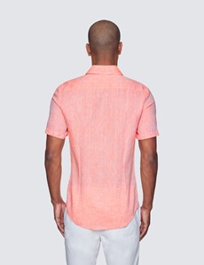 Men's Orange Linen Relaxed Slim Fit 