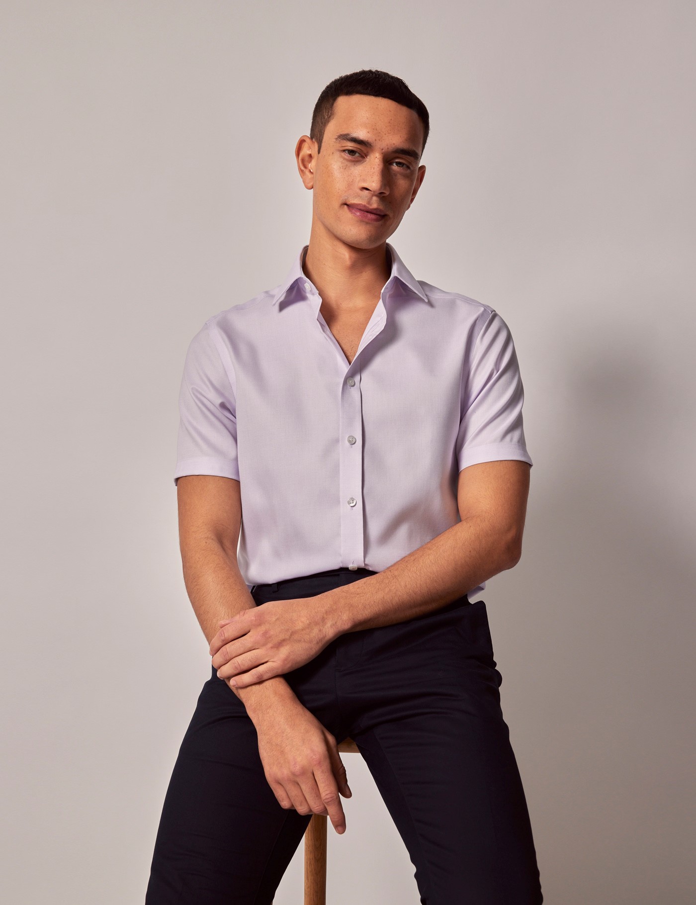 & Slim Fit Non Iron Shirt Short Sleeve