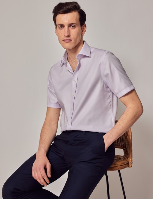 Non-Iron White Pique Tailored Short Sleeve Shirt – Chest Pocket