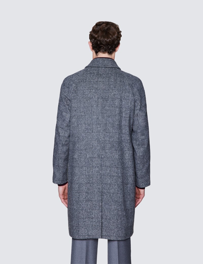 Men’s Grey Italian Wool Mix Check Coat - 1913 Collection