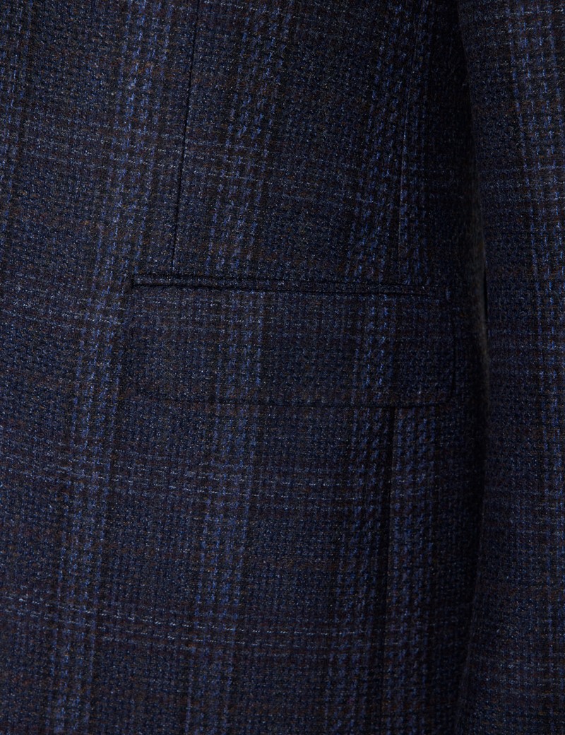 Anzugsakko 1913 Kollektion - Tailored Fit - dunkelblau Karo - 100S Wolle - 2-Knopf Einreiher