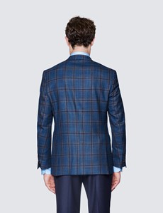 Men’s Teal Check Italian Silk Wool Blend Jacket – 1913 Collection 