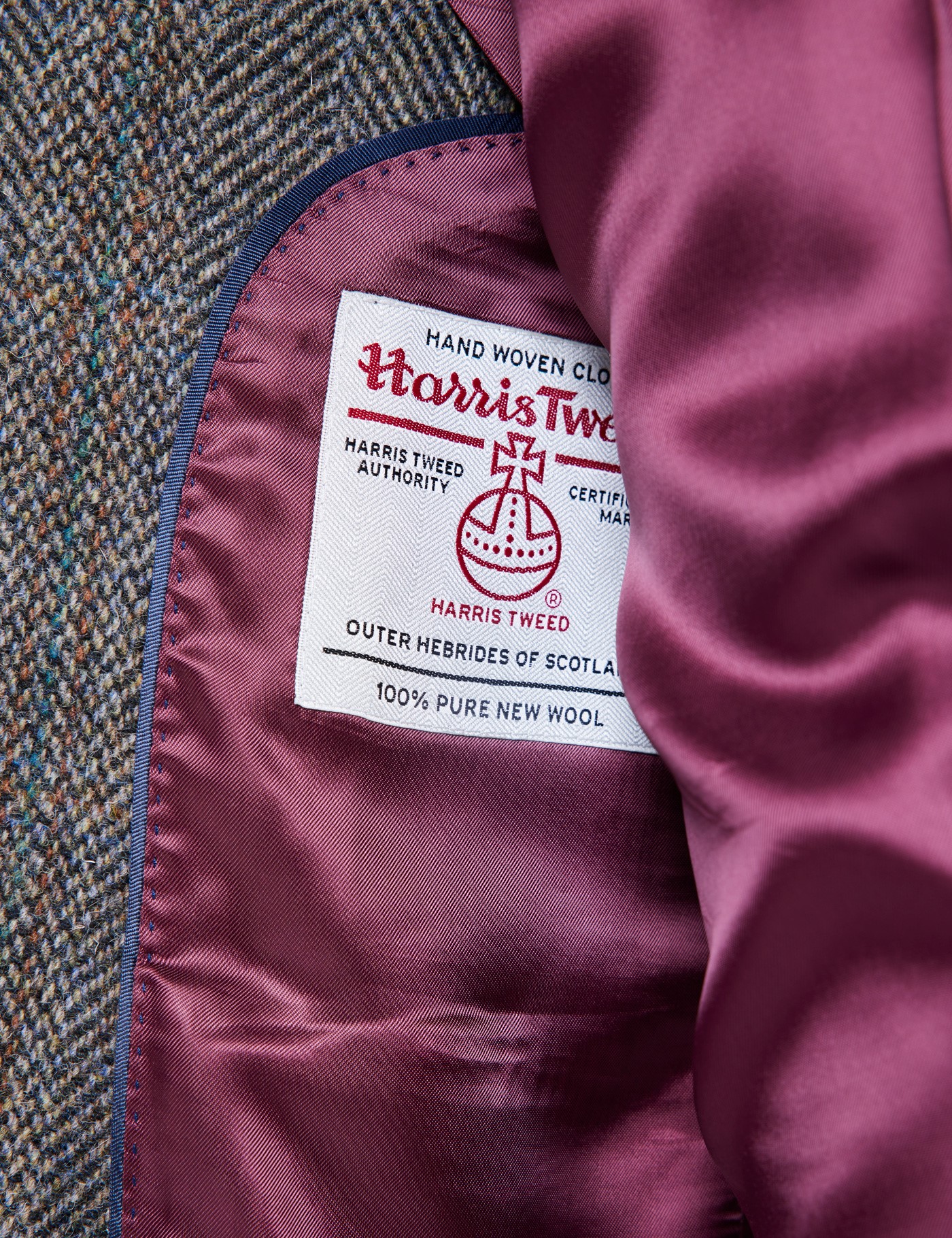 Men's Grey Herringbone Check Tweed Blazer | Hawes & Curtis