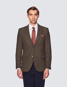 Men's Green & Brown Check Tweed Blazer | Hawes & Curtis