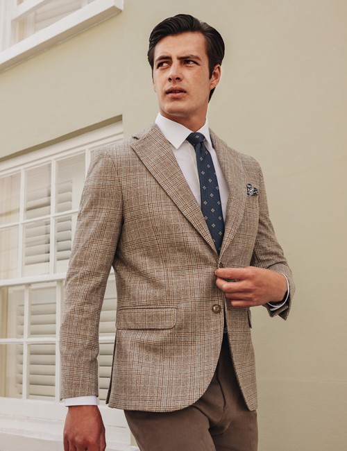 Brown Prince of Wales Check Tailored Italian Jacket