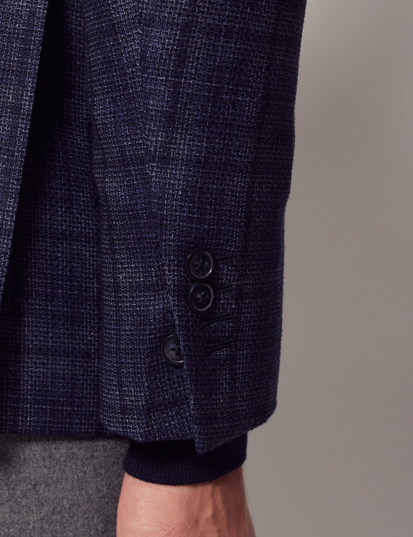 Men's Dark Blue Tonal Check Blazer - 1913 Collection