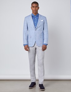 mens blue linen blazer