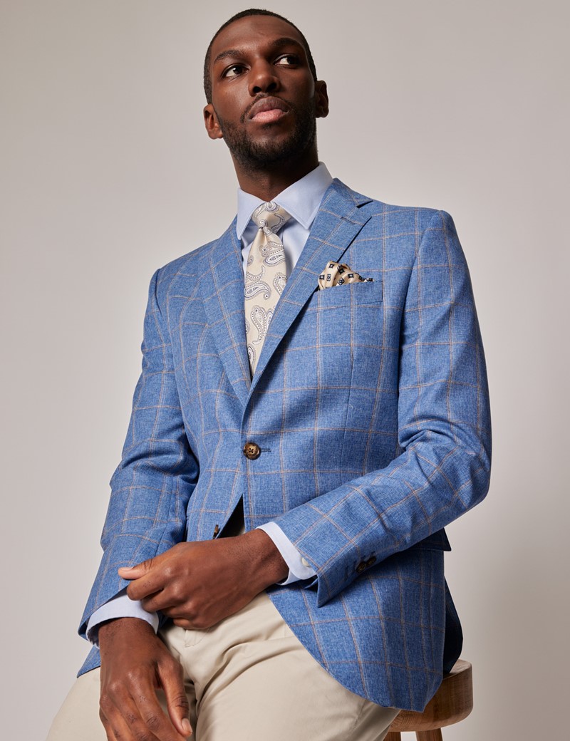 French Connection tweed blazer in blue check
