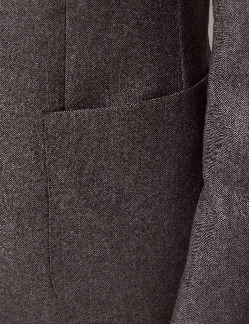 Men's Grey Herringbone Cashmere Blazer - 1913 Collection | Hawes and Curtis