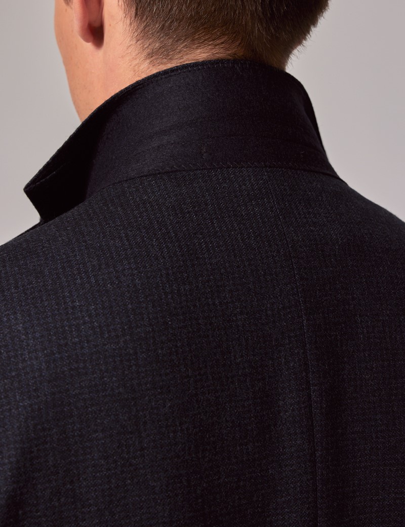 Men's Navy Dogtooth Cashmere Blazer | Hawes and Curtis