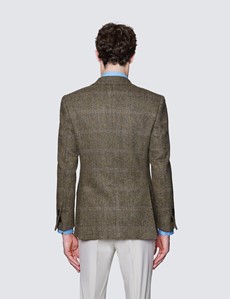 Tweedsakko – Tailored Fit – Schottischer Harris Tweed – Braun-Blau Fischgrat-Karo