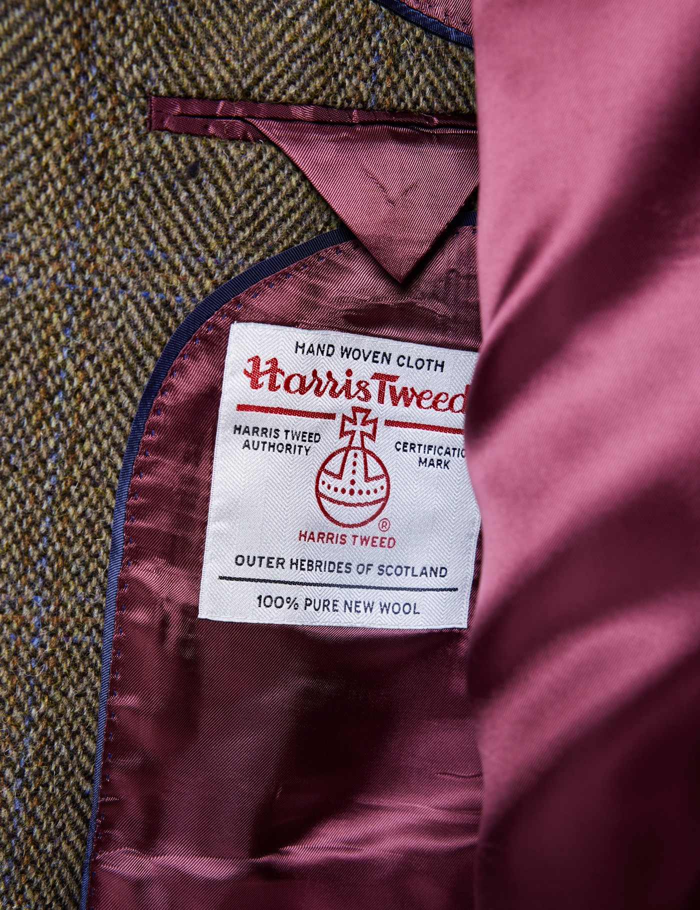 100% Wool Herringbone Men's Harris Tweed Blazer in Brown & Blue | Hawes ...