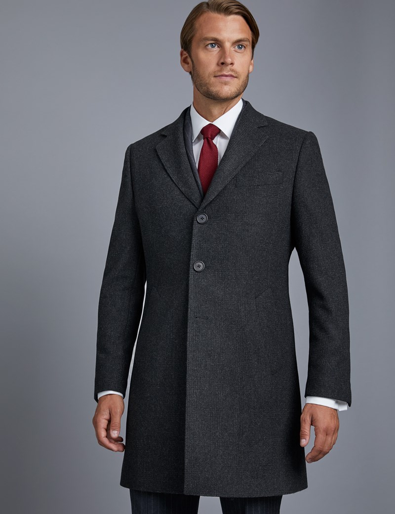 Men’s Grey Wool Coat – 100% Wool | Hawes & Curtis