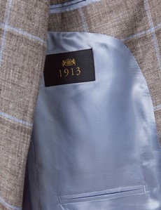 Men’s Brown & Light Blue Check Italian Linen Jacket - 1913 Collection