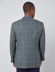 Men's Green & Blue Italian Cotton & Linen Jacket - 1913 Collection