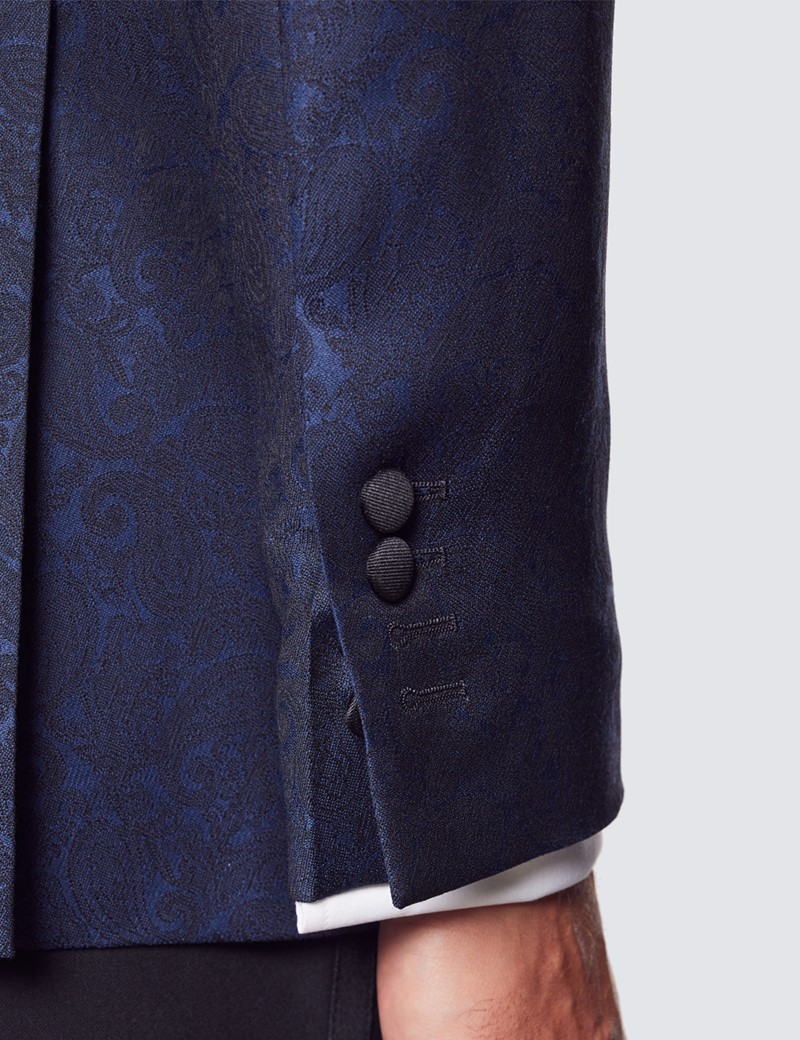 Men's Navy Shawl Paisley Jacket Hawes & Curtis