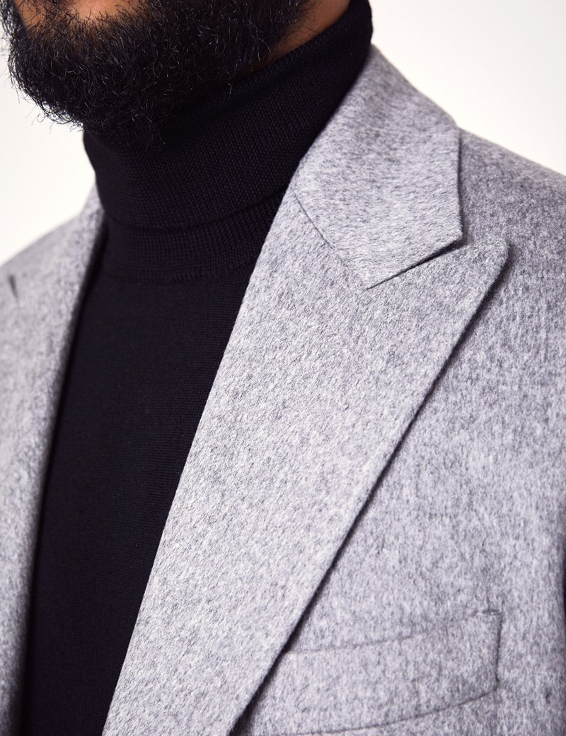 Italian Wool Men’s Coat with a Single Back Vent in Grey | Hawes ...