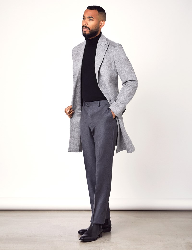 Men’s Grey Italian Wool Coat 1913 Collection Hawes & Curtis