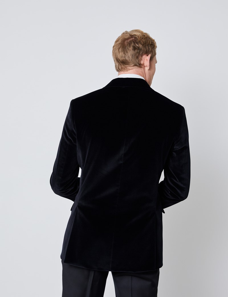 Men’s Black Italian Double Breasted Velvet Evening Jacket - 1913 ...