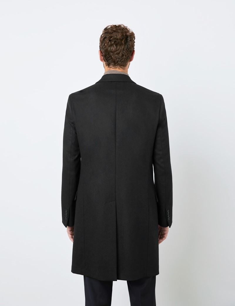 Italian Wool Men’s Coat with a Single Back Vent in Black | Hawes ...